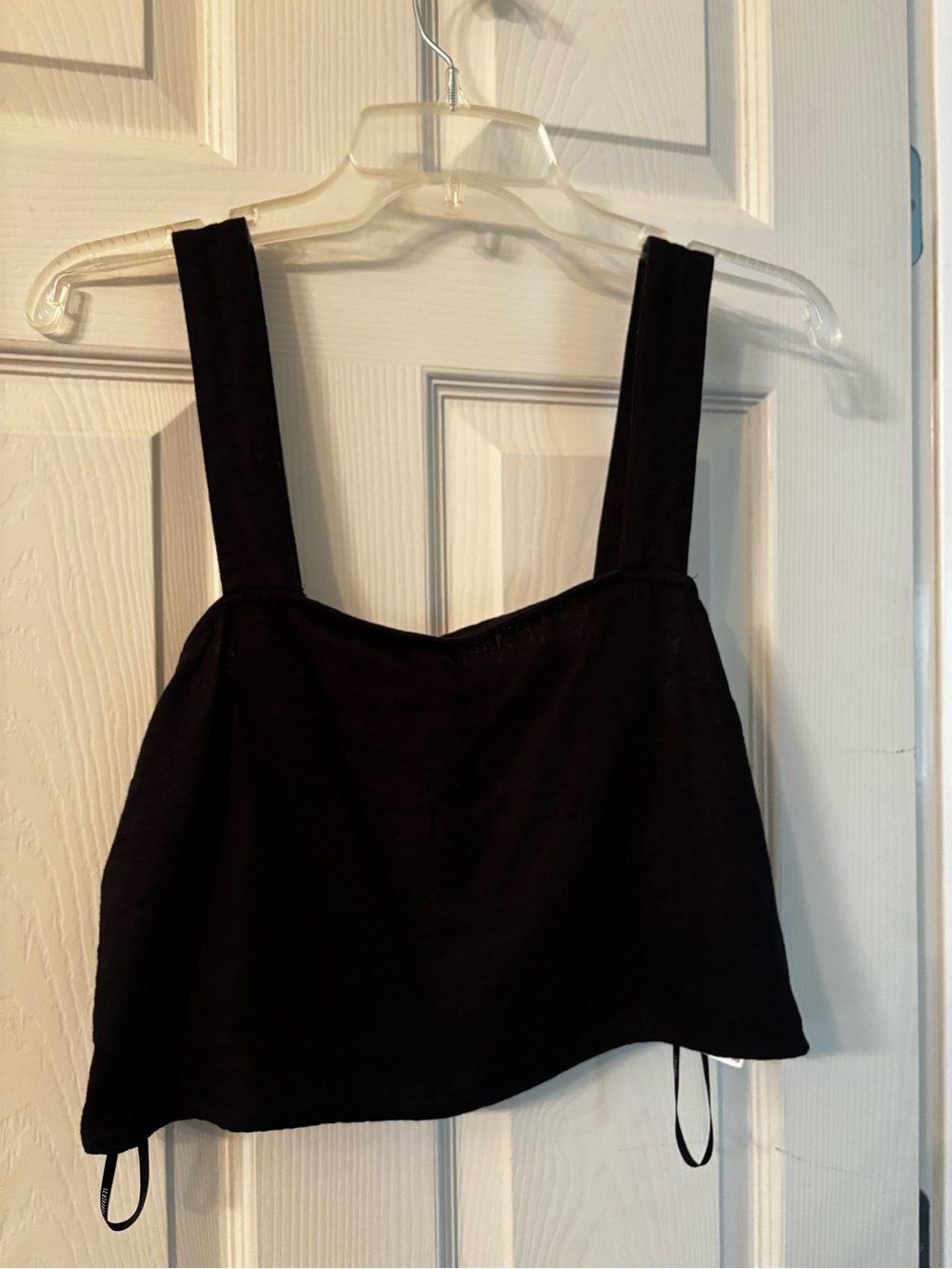 Linen Black Square Neck Crop Tank